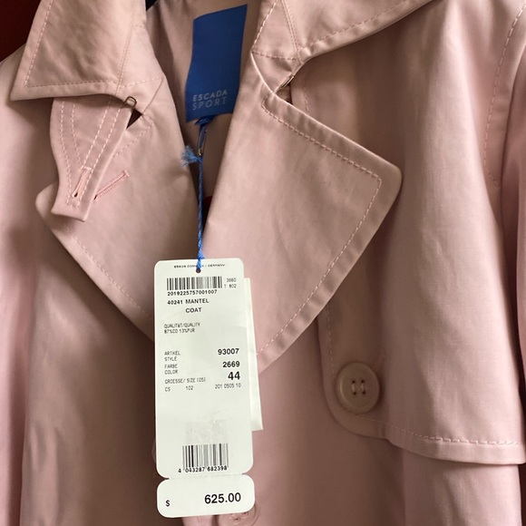 Escada Sport Pink CottonStretch Trench NewWithTags - Picture 2 of 16